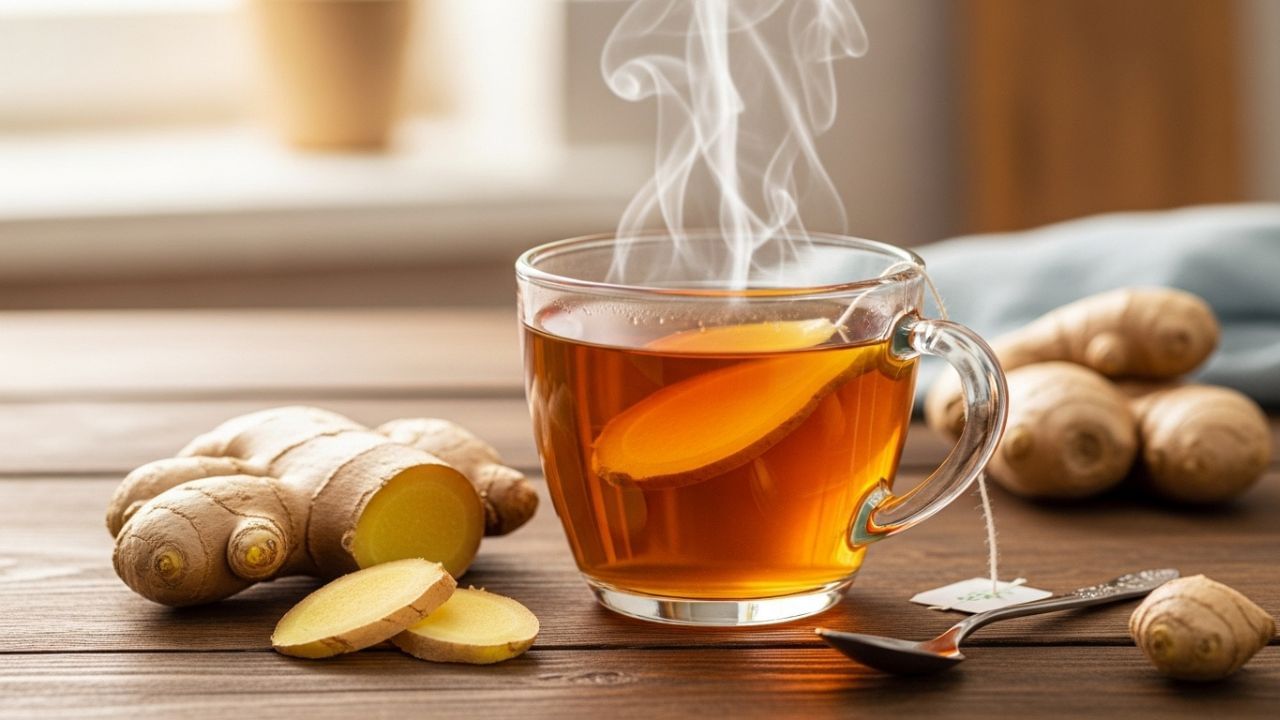 આદુ, કેમોમાઈલ અને પેપરમિન્ટ જેવી હર્બલ ચા પેટ માટે ખૂબ લાભદાયી માનવામાં આવે છે. આ પ્રકારના ગરમ પીણાં શરીરમાં તણાવ ઘટાડે છે અને આંતરડાના સ્નાયુઓને આરામ આપે છે, જેનાથી અપચો, ગેસ અને ફૂલાવાની સમસ્યામાં રાહત મળે છે. આદુની ચા પાચનક્રિયા સુધારવામાં મદદ કરે છે, કેમોમાઈલ ચા મન અને શરીરને શાંત કરીને ઊંઘની ગુણવત્તા વધારે છે, જ્યારે પેપરમિન્ટ ચા આંતરડાની ગતિ સુધારીને સ્વસ્થ પાચનને પ્રોત્સાહન આપે છે. નિયમિત રીતે આ ચાનું સેવન આંતરડાના સ્વાસ્થ્ય અને પાચન તંત્રને મજબૂત બનાવે છે. ( નોંધ : આ લેખ માત્ર જાણકારી માટે છે. તેનો ઉપયોગ પુર્વે આપ આપના તબીબ અથવા તજજ્ઞોની સલાહ ખાસ લેવી જરૂરી છે. ) ( Credits: AI Generated )