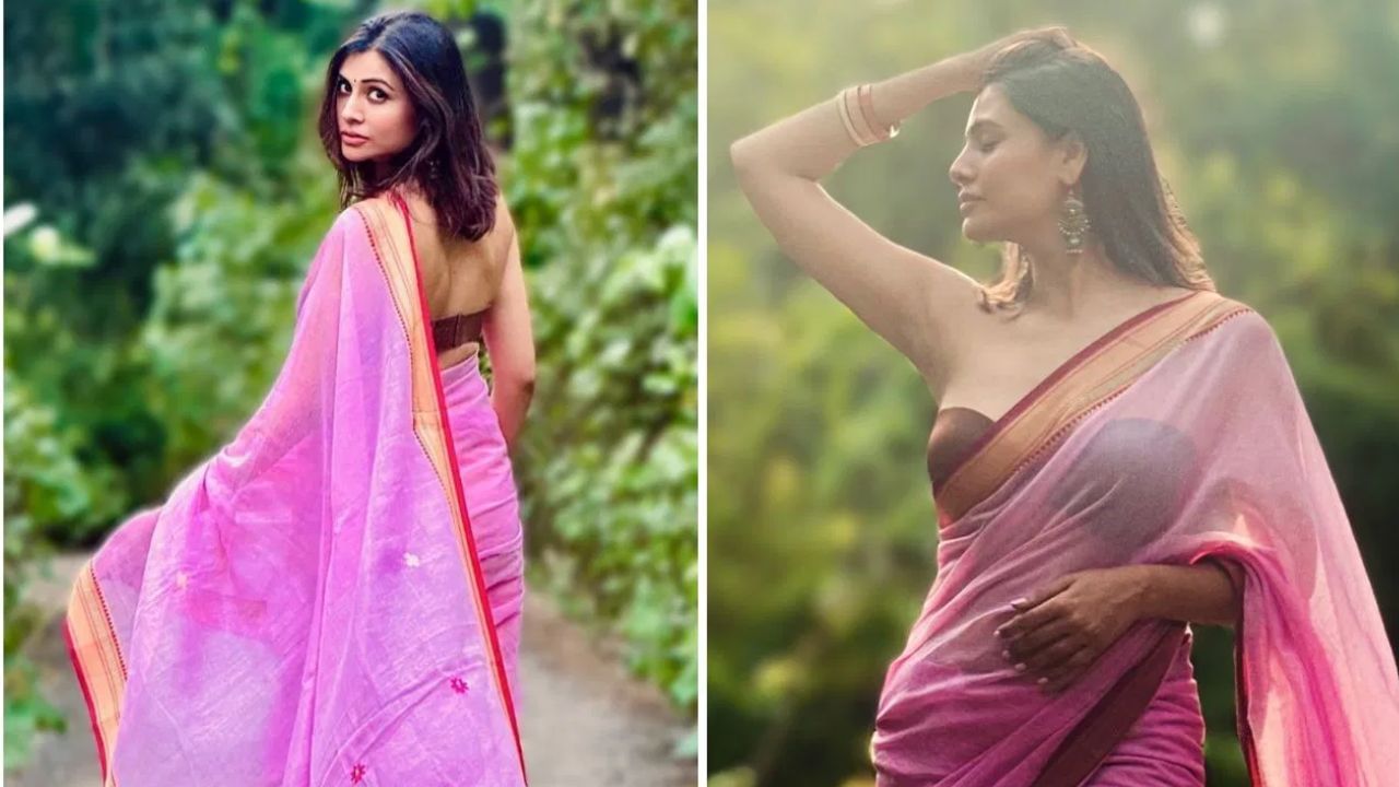 માલતીએ આ ગુલાબી લિનન સાડીને ટ્યુબ-સ્ટાઇલ બ્લાઉઝ સાથે જોડી છે. તેનો લુક સ્ટાઇલિશ લાગે છે. સ્ટાઇલિશ લુક માટે તમે આ લુકને ફરીથી બનાવી શકો છો. આરામદાયક લુક માટે લિનન સાડી શ્રેષ્ઠ છે.