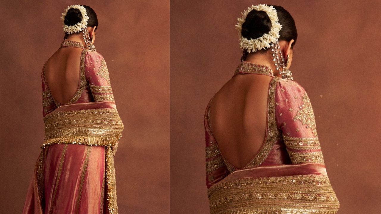 મેકઅપ માટે ગુલાબી આઈશેડો, સ્લીક આઈલાઈનર અને મસ્કરાથી શણગારેલી પાંપણોનો વિકલ્પ પસંદ કર્યો. તેણીએ ગુલાબી બિંદી, બ્લશ-ટોન ગાલ, હળવા કોન્ટૂરિંગ, હાઇલાઇટરની ચમક અને ગ્લોસી લિપ શેડ સાથે તેનો મેકઅપ લુક પૂર્ણ કર્યો હતો.