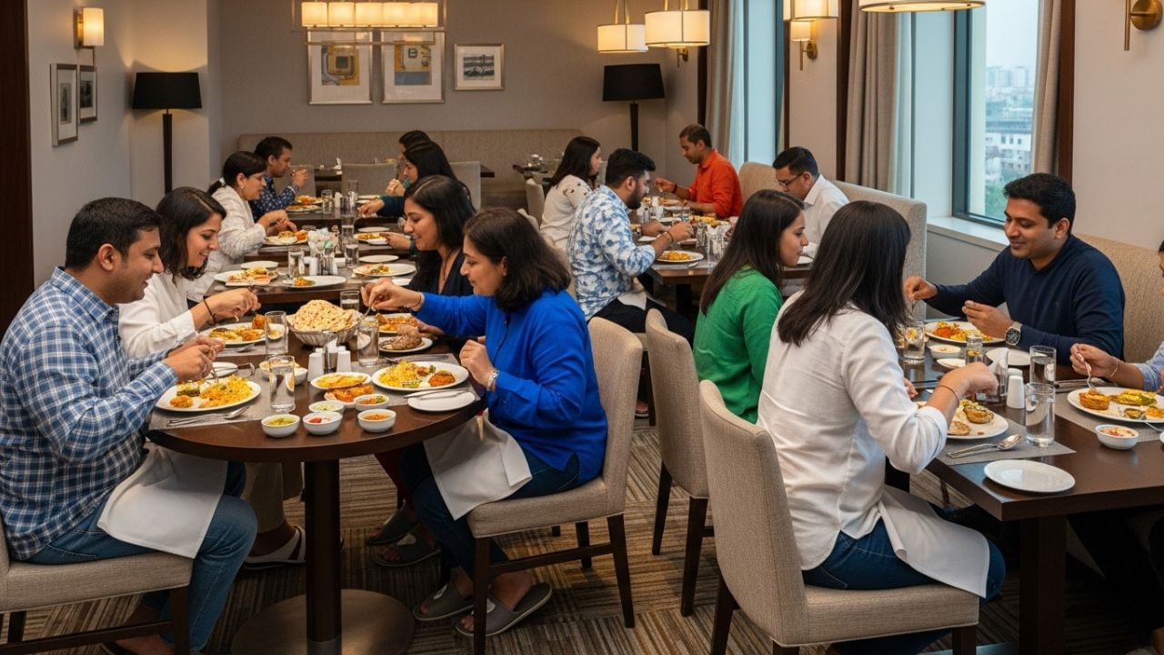 આરામ અને સ્વાસ્થ્ય: જમીન પર પલાઠી વાળીને બેસીને ખાવાથી પાચનક્રિયા સુધરે છે અને શરીર આરામદાયક સ્થિતિમાં રહે છે. ચપ્પલ પહેરીને બેસવાથી એ આરામ ઓછો થાય છે, જે પાચન પર અસર કરે છે.
