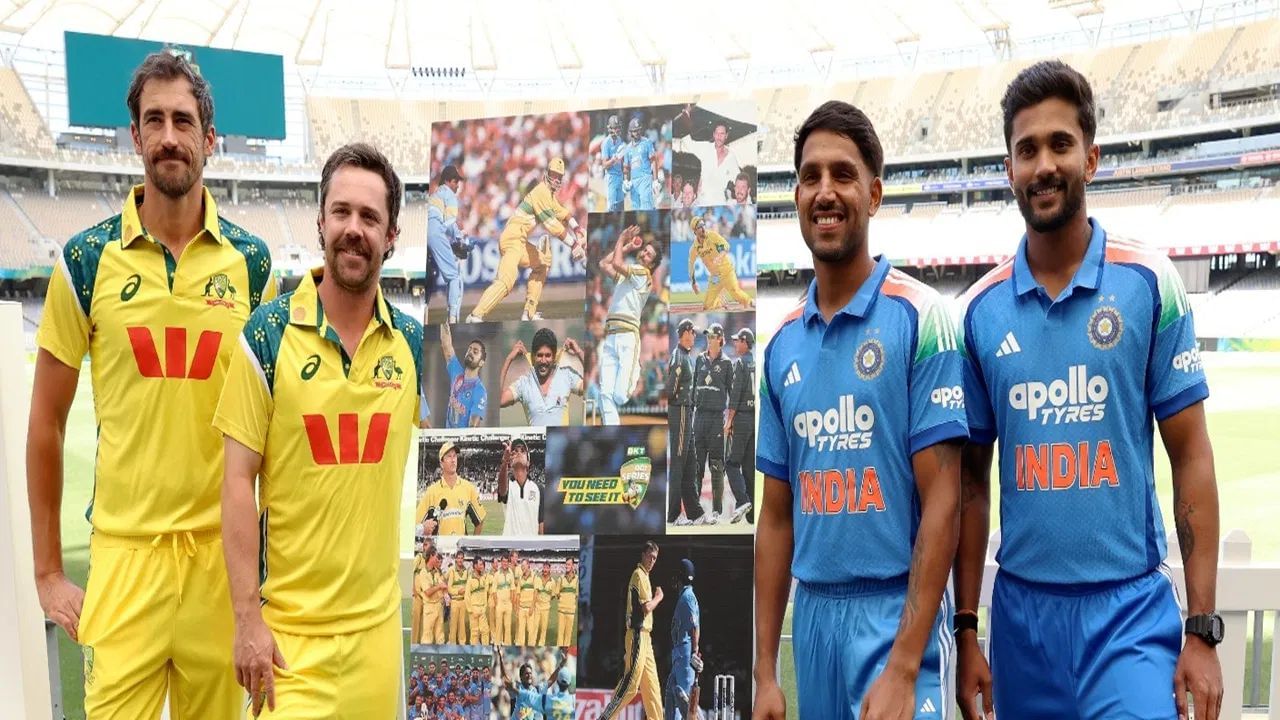 પર્થના ઓપ્ટસ સ્ટેડિયમમાં ધ્રુવ જુરેલ અને નીતિશ રેડ્ડી ટીમ ઈન્ડિયાની નવી ODI જર્સી પહેરેલા જોવા મળ્યા હતા. આ જર્સીમાં ખભા પર ત્રિરંગાના શેડ્સ અને આગળના ભાગમાં નવા સ્પોન્સરનો લોગો છે.