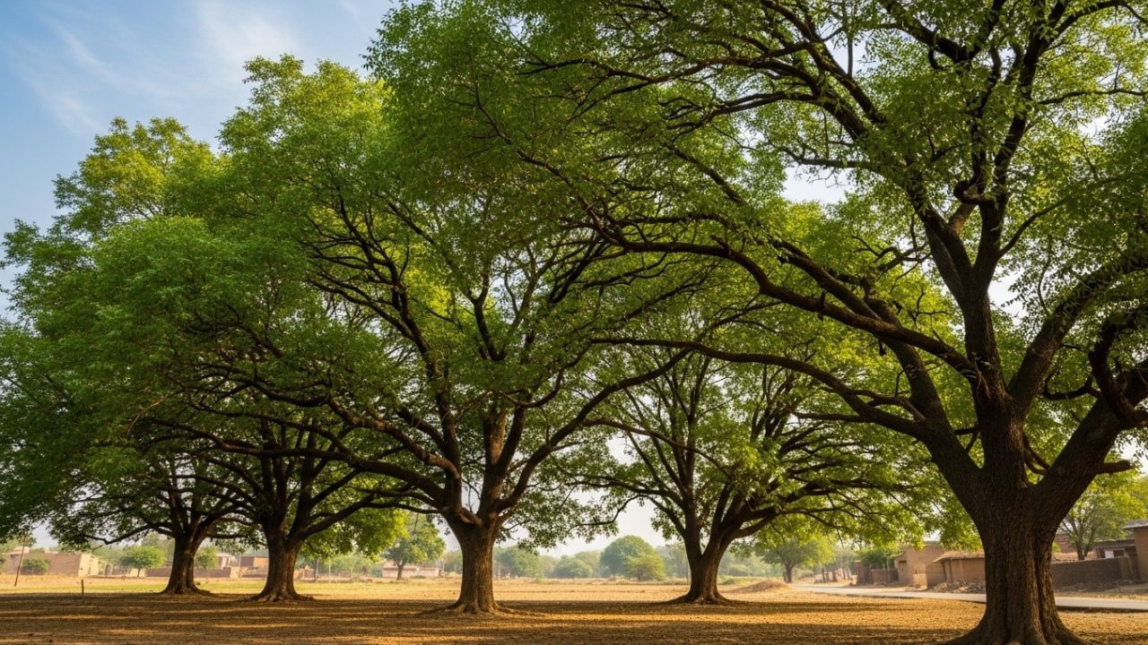 લીમડાનું વૃક્ષ પર્યાવરણ માટે કુદરતી ફિલ્ટર તરીકે કામ કરે છે. તે હવામાં રહેલા કાર્બન ડાયોક્સાઇડ ઉપરાંત સલ્ફર ડાયોક્સાઇડ, નાઇટ્રોજન ઓક્સાઇડ જેવા હાનિકારક વાયુઓને શોષી લે છે. આ પ્રક્રિયા દ્વારા હવાની ગુણવત્તામાં સુધારો થાય છે અને આસપાસનું વાતાવરણ વધુ સ્વચ્છ બને છે. વૃક્ષ પ્રકાશસંશ્લેષણ દ્વારા કાર્બન ડાયોક્સાઇડને ઓક્સિજનમાં રૂપાંતરિત કરી માનવ અને પ્રાણીજીવન માટે જરૂરી પ્રાણવાયુ પૂરો પાડે છે. પરિણામે, આવા વૃક્ષો શહેરી પ્રદૂષણ ઘટાડવામાં અને આરોગ્યપ્રદ પર્યાવરણ જાળવવામાં મહત્વપૂર્ણ ભૂમિકા ભજવે છે. ( Credits: AI Generated )