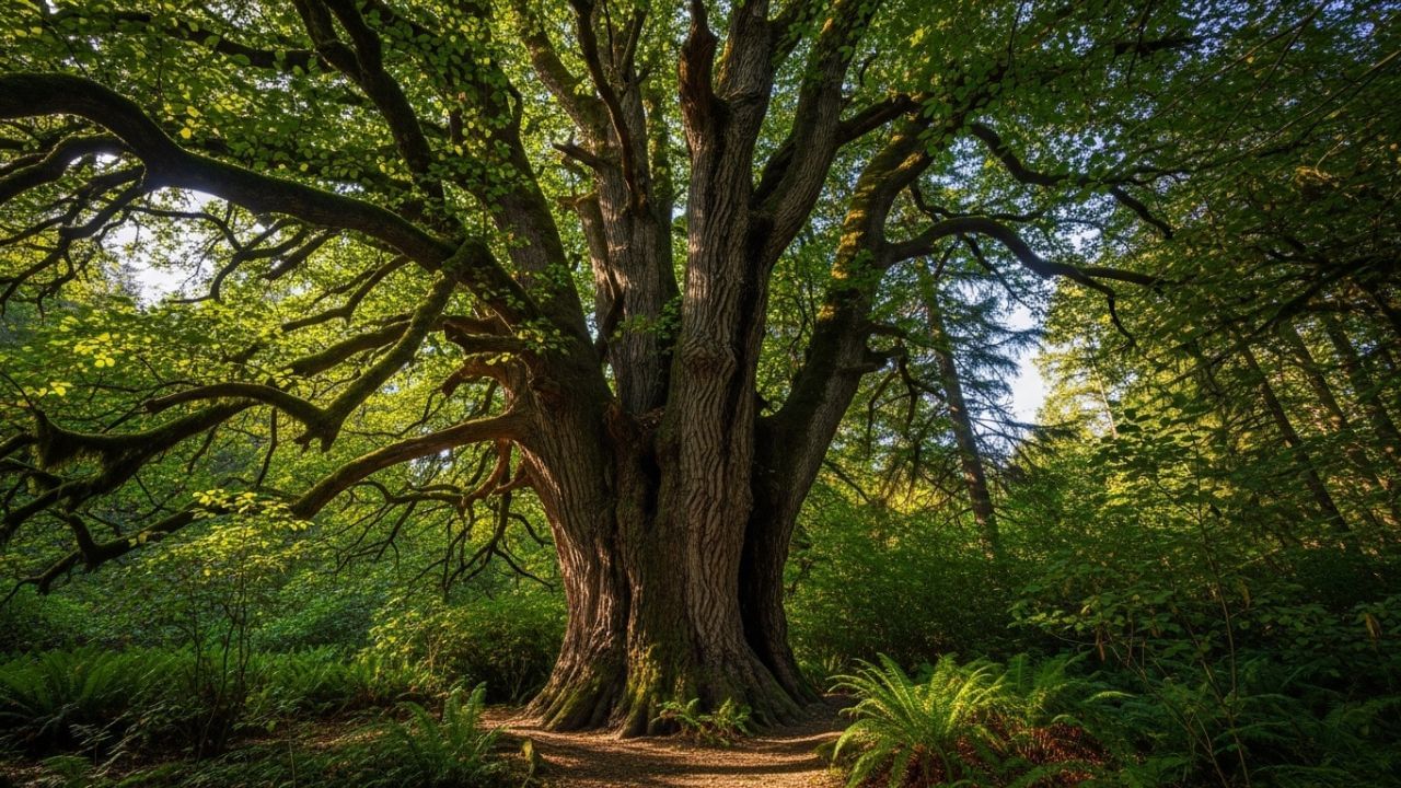 સામાન્ય રીતે, મોટી છાયાવાળા અને ઘટાદાર  વૃક્ષો સૌથી વધુ ઓક્સિજન ઉત્પન્ન કરે છે. તેમના વિશાળ શાખાઓના કારણે સૂર્યપ્રકાશ વધુ પ્રમાણમાં પાંદડાઓ પર પડે છે, જે પ્રકાશસંશ્લેષણ પ્રક્રિયાને તેજ કરે છે. પરિણામે, આવા વૃક્ષો વધુ કાર્બન ડાયોક્સાઈડ શોષી તેને ઓક્સિજનમાં પરિવર્તિત કરે છે. આ પ્રકારના વૃક્ષો માત્ર હવા શુદ્ધ રાખવામાં મદદરૂપ નથી પણ પર્યાવરણમાં ઠંડક અને ભેજ જાળવવામાં પણ યોગદાન આપે છે. ( Credits: AI Generated )