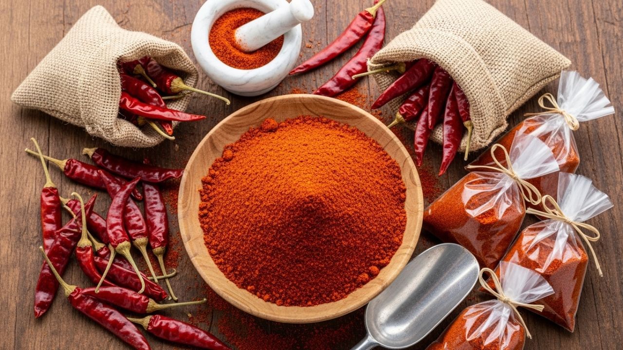 ભારતમાં મસાલાઓની હંમેશા ઊંચી માંગ રહે છે અને મરચાંનો પાવડર તો દરેક સીઝનમાં ધૂમ મચાવે છે. ખાસ વાત એ છે કે, આ બિઝનેસ ઓછા ખર્ચ અને ઉચ્ચ નફાની સંભાવના આપે છે. મરચાંનો પાવડર બનાવવા માટે તમારે ખુલ્લી અને હવાદાર જગ્યાની જરૂર છે. આ વ્યવસાય 100-200 ચોરસ ફૂટની જગ્યામાં શરૂ કરી શકાય છે પરંતુ મરચાંને સૂકવવા માટે વધુ જગ્યાની જરૂર પડશે.