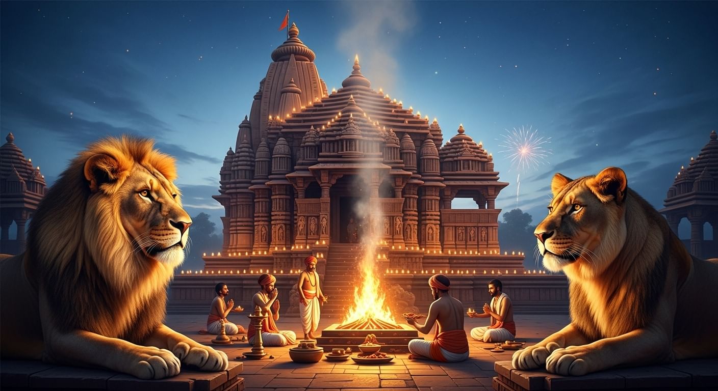 શેરાવાલીના હવનના સાક્ષી બન્યા વનરાજ, યજ્ઞ ચાલ્યો ત્યા સુધી ચુપચાપ બેસી રહ્યા સાવજરાજ- જુઓ Video