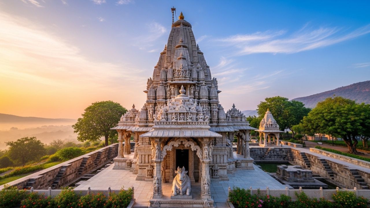 શિવપુરાણમાં મંદિરમાં દર્શન અને પૂજા માટે અનેક નિયમોનો ઉલ્લેખ જોવા મળે છે. તેમાંથી એક નિયમ અનુસાર, મંદિરમાં પ્રવેશ કરતા પહેલાં પંચાક્ષર મંત્ર “નમઃ શિવાય”નો જાપ કરવો જરૂરી છે. આ મંત્રનો જાપ કર્યા પછી જ મંદિરના પ્રવેશદ્વારમાંથી અંદર પ્રવેશ કરવો જોઈએ. ( Credits: AI Generated )