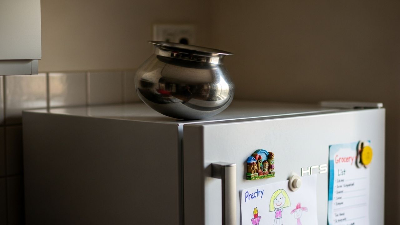 વાસણો ના મુકવા: કેટલાક લોકો ખોરાકને ઠંડુ કરવા માટે રેફ્રિજરેટરની ઉપર ગરમ વાસણ મુકે છે. તો કેટલાક લોકો ઉતાવળમાં ફ્રિજની ઉપર ખાલી વાસણો મુકી દે છે. આ આદત રેફ્રિજરેટર માટે પણ ખતરનાક છે. કારણે ફ્રિજ તેના ઉપરના ભાગેથી હિટ બહાર ફેંકે છે ત્યારે આ વાસણો તેની હિટ બહાર નીકાળવામાં આવરોધ બને છે, આમ લાંબા સમયે ફ્રિજનું આયુષ્ય ઘટી જાય છે અને જલદી ખરાબ થઈ જાય છે. 