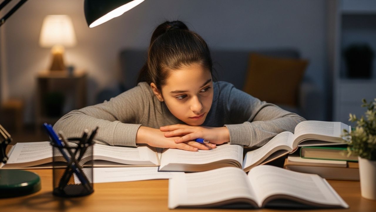 અભ્યાસ કરતી વખતે શાંતિપૂર્ણ વાતાવરણ પસંદ કરવું ખૂબ જ જરૂરી છે, કારણ કે અવાજ અને ગેરવ્યવસ્થા ધ્યાન ભંગ કરી શકે છે. કોઈ એવી જગ્યાએ બેસો જ્યાં અવરજવર ઓછી હોય અને મન એકાગ્ર રાખી શકાય. અભ્યાસ માટેની જગ્યા સ્વચ્છ અને વ્યવસ્થિત રાખો, તમારા ડેસ્ક પર ફક્ત જરૂરી પુસ્તકો, નોટબુક અને પેન રાખો. અસ્તવ્યસ્ત ટેબલ અથવા આસપાસનું ગંદું વાતાવરણ મનમાં ઉદાસીનતા લાવી શકે છે. સ્વચ્છ અને ગોઠવેલી જગ્યા મનને શાંતિ આપે છે, જે ધ્યાન કેન્દ્રિત કરવા અને માહિતી ઝડપથી યાદ રાખવામાં મદદરૂપ બને છે. આ રીતે તમે ઓછા સમયમાં વધુ અસરકારક રીતે અભ્યાસ કરી શકશો. ( Credits: AI Generated )