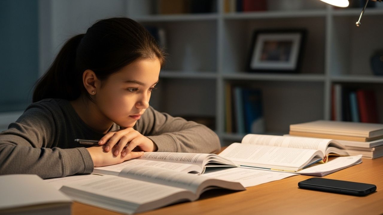 અભ્યાસમાં સફળતા મેળવવા માટે સમયનું સંચાલન સૌથી મહત્વપૂર્ણ છે. રોજના અભ્યાસ માટે એક નિશ્ચિત સમય નક્કી કરો, જેથી તમારા મન અને શરીરને એક નિયમિત રુટીન મળે. નિયમિત અભ્યાસથી એકાગ્રતા વધે છે અને વિષયોને સમજવા સરળ બને છે. લાંબા સમય સુધી સતત અભ્યાસ કરતાં થાક આવી શકે છે, તેથી વચ્ચે ટૂંકા વિરામ લેતા રહો. આ નાના બ્રેક તમારા મનને તાજગી આપે છે અને નવી ઊર્જા સાથે ફરી અભ્યાસ શરૂ કરવામાં મદદ કરે છે. સમયપત્રક (Schedule) તૈયાર કરો જેમાં અભ્યાસ, આરામ, ભોજન અને મનોરંજન માટે સમતોલ સમય ફાળવેલો હોય. આ રીતથી તમે અભ્યાસને વધુ શિસ્તબદ્ધ બનાવી શકશો અને દરરોજના લક્ષ્યોને સરળતાથી હાંસલ કરી શકશો. ( Credits: AI Generated )