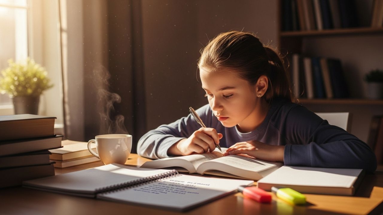 અભ્યાસમાં સફળતા મેળવવા માટે જેટલી મહત્વપૂર્ણ મહેનત છે, એટલી જ જરૂરી છે પૂરતી ઊંઘ. વિદ્યાર્થીઓએ દરરોજ રાત્રે ઓછામાં ઓછા 7 થી 8 કલાકની ગુણવત્તાસભર ઊંઘ લેવી જોઈએ. જ્યારે શરીર અને મગજ બંને પૂરતો આરામ મેળવે છે, ત્યારે મગજ નવી માહિતી વધુ ઝડપથી સમજી શકે છે અને યાદ રાખવાની ક્ષમતા પણ સુધરે છે.સારી ઊંઘ લેવાનો અર્થ માત્ર આંખો બંધ કરીને સૂઈ જવું નથી, પરંતુ તે એક નિયમિત સમયપત્રક જાળવીને શરીરને આરામ આપવાનો પ્રયોગ છે. દરરોજ એક જ સમયે સૂવું અને એક જ સમયે ઉઠવું શરીરના બાયોલોજિકલ ક્લોકને સંતુલિત રાખે છે, જેનાથી તમારું ધ્યાન, સ્મરણશક્તિ અને એકાગ્રતા વધે છે. ( Credits: AI Generated )