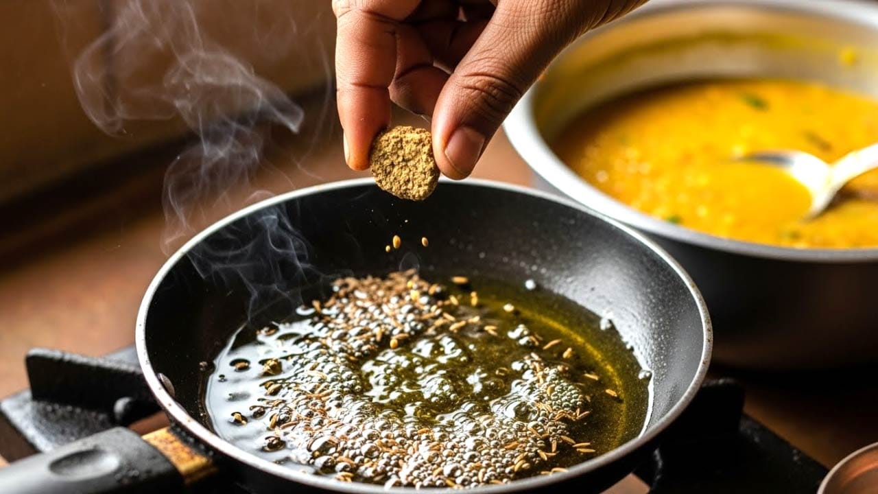 દાળ બનાવતી વખતે વઘાર માટે હિંગને જીરૂં અને રાઈ સાથે મિક્સ કરીને ગરમ તેલમાં એક-બે ચપટી જેટલું ઉમેરી દેવાય છે. ધ્યાન રાખવાનું કે શક્ય હોય તો હંમેશા ખડી હિંગ જ વાપરવી, કારણ કે બજારમાં મળતો હિંગ પાઉડર ઘણીવાર ભેળસેળયુક્ત હોઈ શકે છે.