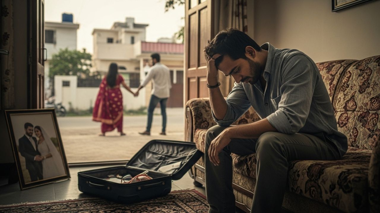 જો પત્ની સ્વ-ઈચ્છાએ ગઈ હોય એટલે કે પોતાને મન હતું ને ભાગી ગઈ છે તો આવી સ્થિતિમાં ફોજદારી ગુનો (criminal offence) નથી બનતો. પરંતુ પતિ પોતાની લાઈફ નીચે મુજબની કાર્યવાહી કરી શકે છે. 
