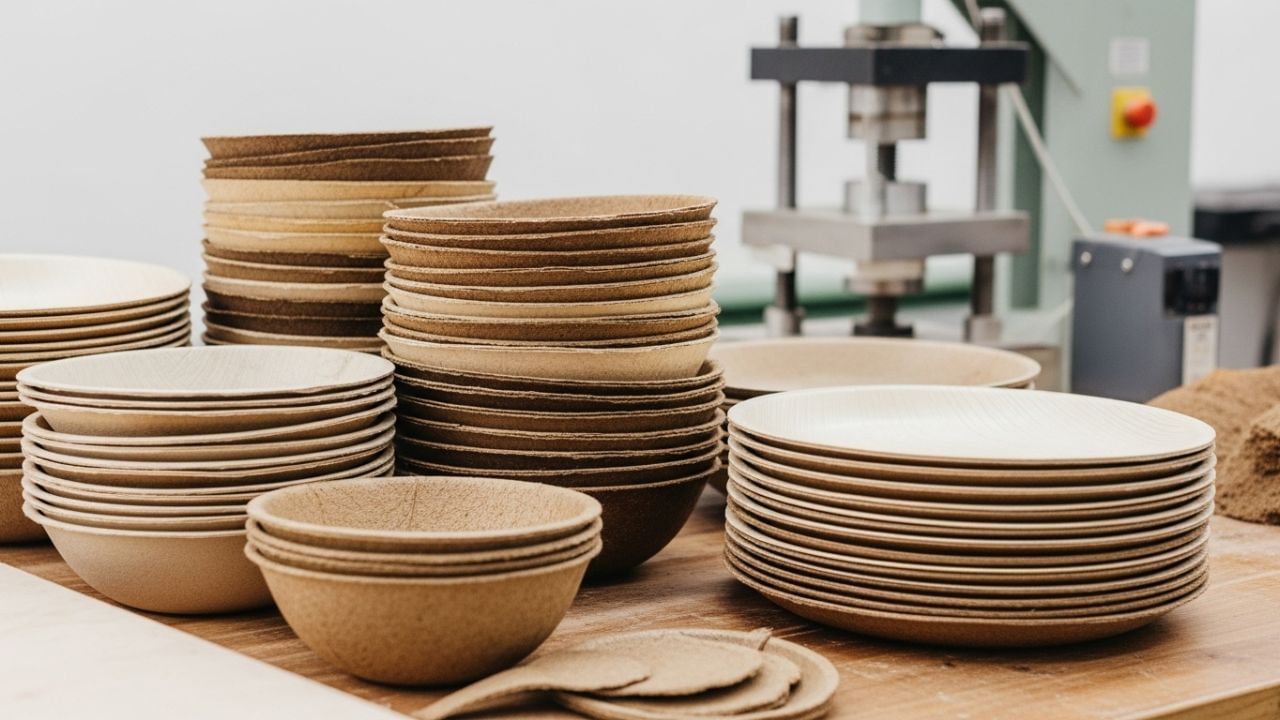 કાચા માલમાં મુખ્યત્વે કાગળના પલ્પ, બગાસ શીટ અથવા સૂકા પાંદડાનો ઉપયોગ થાય છે. એક કિલોગ્રામ કાગળના પલ્પથી લગભગ 100 પ્લેટ બનાવી શકાય છે. જો તમે ઇચ્છો તો, તમે નજીકના ખેડૂતો પાસેથી સૂકા પાન પણ ખરીદી શકો છો, જેનાથી તમને સસ્તો માલ મળશે અને તેમને ફાયદો પણ થશે.