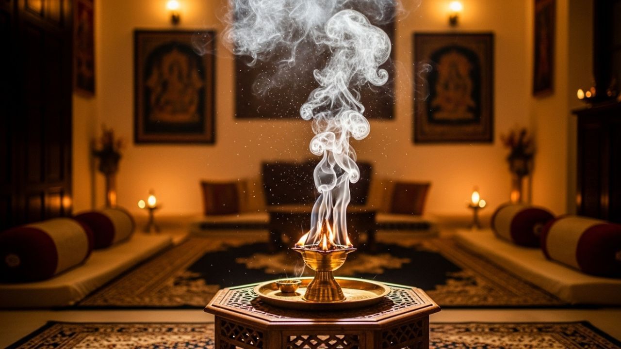 કપૂરની સુગંધ માનસિક શાંતિ લાવે છે અને તણાવમાં રાહત આપે છે. તે ઊંઘની ગુણવત્તા સુધારવામાં મદદરૂપ બનીને અનિદ્રાની સમસ્યા દૂર કરવામાં સહાય કરે છે. ( Credits: AI Generated )