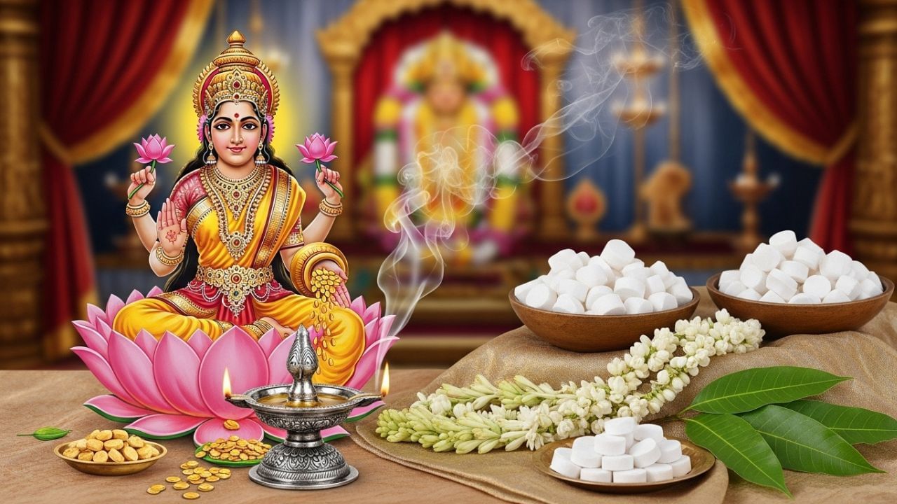 ધાર્મિક માન્યતાઓ મુજબ, કપૂરની સુગંધ દેવી લક્ષ્મીને અત્યંત પ્રિય માનવામાં આવે છે. એટલે પૂજા દરમ્યાન કપૂર સળગાવવાથી માતા લક્ષ્મીની કૃપા પ્રાપ્ત થાય છે, આર્થિક અડચણો દૂર થાય છે અને ઘરમાં સમૃદ્ધિનો પ્રવેશ થાય છે. ( Credits: AI Generated )