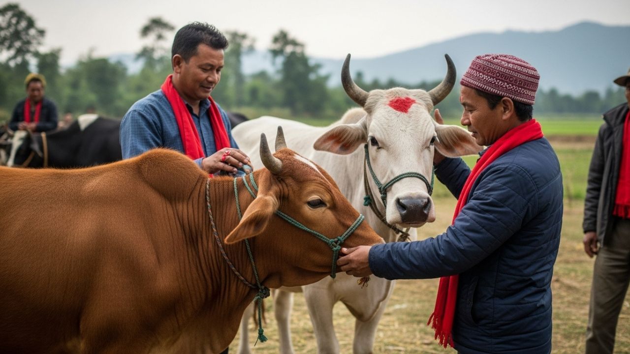 નેપાળમાં ગાયને માતા ગાય તરીકે પૂજનીય માનવામાં આવે છે. તે શુદ્ધતા, સમૃદ્ધિ અને દૈવી આશીર્વાદનું પ્રતીક છે. તેના ઉત્પાદનો - દૂધ, ઘી, દહીં, મૂત્ર અને છાણ - ને સામૂહિક રીતે પંચગવ્ય (પાંચ ફળોનું દૂધ) તરીકે ઓળખવામાં આવે છે. આ ઉત્પાદનોનો ઉપયોગ ધાર્મિક વિધિઓ, મંદિર સમારોહ અને શુદ્ધિકરણમાં થાય છે.
