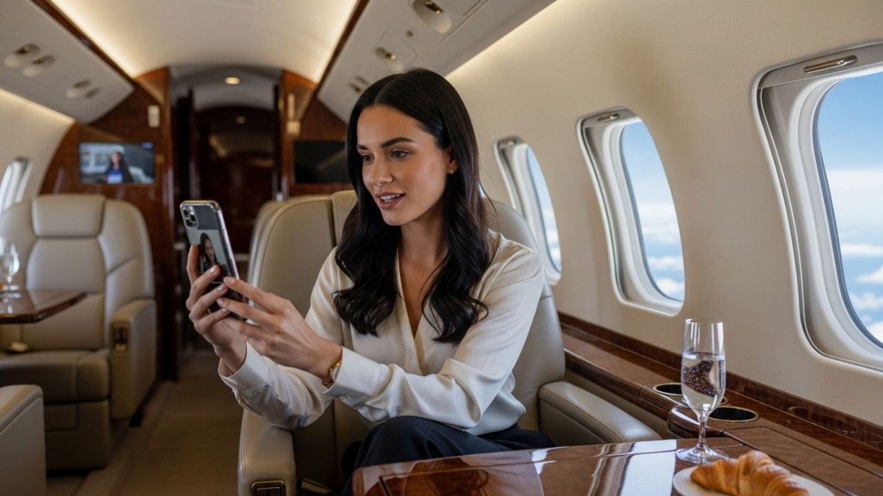 તમે ખાનગી જેટ પર ફોન કોલ કરી શકો છો, પરંતુ પદ્ધતિ વિમાનના સાધનો પર આધારિત છે.