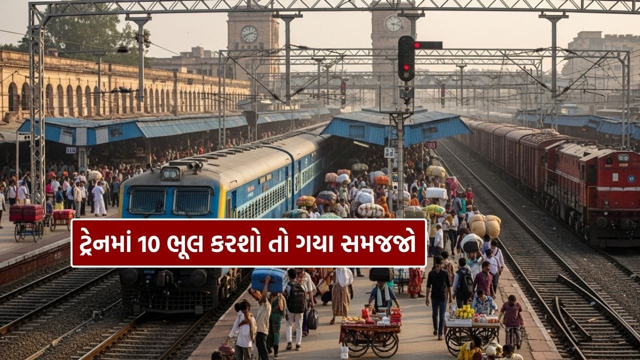 ભારતમાં દરરોજ લાખો લોકો ટ્રેન દ્વારા મુસાફરી કરે છે. પરંતુ બહુ ઓછા મુસાફરોને ખબર હોય છે કે રેલવે એક્ટ 1989 હેઠળ એવી અનેક ભૂલો છે જે માત્ર ભારે દંડ જ નહીં, પરંતુ સીધી જેલની સજા પણ અપાવી શકે છે. ઘણી વખત લોકો અજાણતા અથવા "બધા કરે છે" એવું વિચારીને ગંભીર ભૂલો કરે છે, જે મુસાફરોની સુરક્ષા માટે બહુ જોખમી માનવામાં આવે છે. રેલવે વારંવાર ચેતવણી આપે છે કે નિયમોનો ભંગ, ગેરવર્તણૂક અથવા સલામતી સાધનો સાથે ચેડા કરવી સજાપાત્ર ગુના છે.