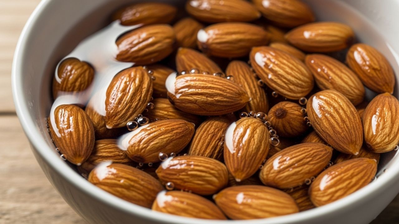 પાચનતંત્રમાં સુધારો - બદામની છાલમાં ટેનિન નામનું તત્ત્વ હોય છે, જે પાચનમાં મુશ્કેલી ઊભી કરે છે. પલાળવાથી આ ટેનિન દૂર થાય છે અને પાચક એન્ઝાઇમ્સ સક્રિય થાય છે. બદામ સરળતાથી પચી જાય છે, પેટ ફૂલવું અને કબજિયાત જેવી સમસ્યાઓ દૂર થાય છે, અને શરીર તેના પોષક તત્ત્વોને વધુ સારી રીતે શોષી શકે છે.