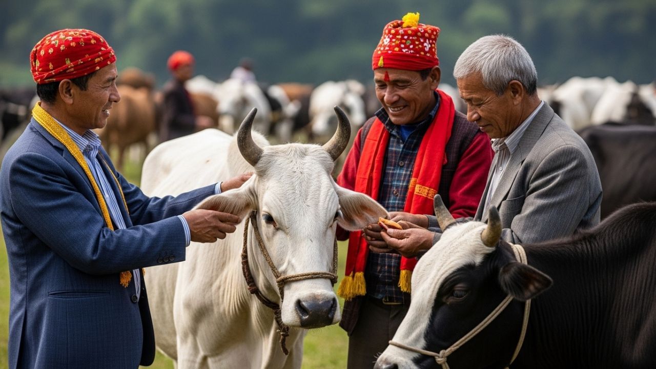 દિવાળી દરમિયાન નેપાળી લોકો તિહાર ઉજવે છે. આખો દિવસ ગાયની પૂજા માટે સમર્પિત હોય છે. પરિવારો ગાયોને માનવ આકૃતિઓથી શણગારે છે અને તેમની પૂજા કરે છે.
