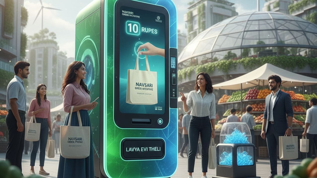 “લાવ્યા એવી થેલી જે પ્રકૃતિને નહીં થવા દે મેલી” નવસારી કોર્પોરેશન દ્વારા ATMની જેમ કાપડની થેલી આપતું વેન્ડિંગ મશીન મૂકાયું