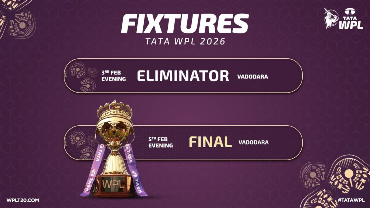 નવી મુંબઈના DY પાટિલ સ્ટેડિયમમાં પ્રારંભિક રાઉન્ડ અને પહેલા બે ડબલહેડર રમાશે, ત્યારબાદ ટુર્નામેન્ટનો બીજો રાઉન્ડ વડોદરામાં રમાશે. વડોદરા પ્લેઓફ અને ફાઇનલ પણ રમશે. (PC: X / WPL)