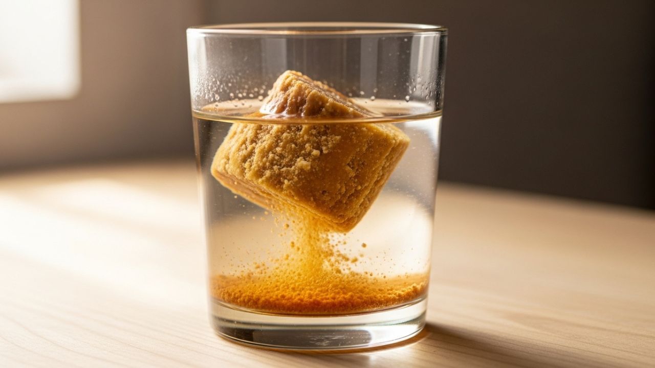 ગોળની શુદ્ધતા ચકાસવા માટે એક સરળ ઘરેલું પરીક્ષણ કરી શકાય છે, ગોળનો નાનો ટુકડો હળવા ગરમ પાણીમાં નાખો. જો તે ધીમે ધીમે ઓગળી જાય અને પાણીનો રંગ આછો ભૂરા શેડમાં બદલાય, તો તે અસલી ગોળ હોવાનું સૂચવે છે. પરંતુ જો પાણીનો રંગ ન બદલાય અથવા તળિયે સફેદ પડ કે અશુદ્ધતા દેખાય, તો એમાં રસાયણો અથવા ભેળસેળની સંભાવના હોય છે. આ પદ્ધતિ સરળ હોવા છતાં ગોળની ગુણવત્તા જાણી લેવા માટે અત્યંત વિશ્વસનીય છે. ( Credits: AI Generated )