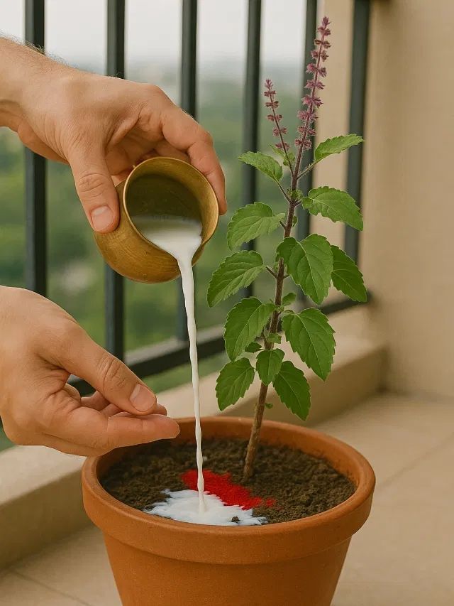 તુલસીના છોડમાં દૂધ ચઢાવવાથી શું થાય છે?