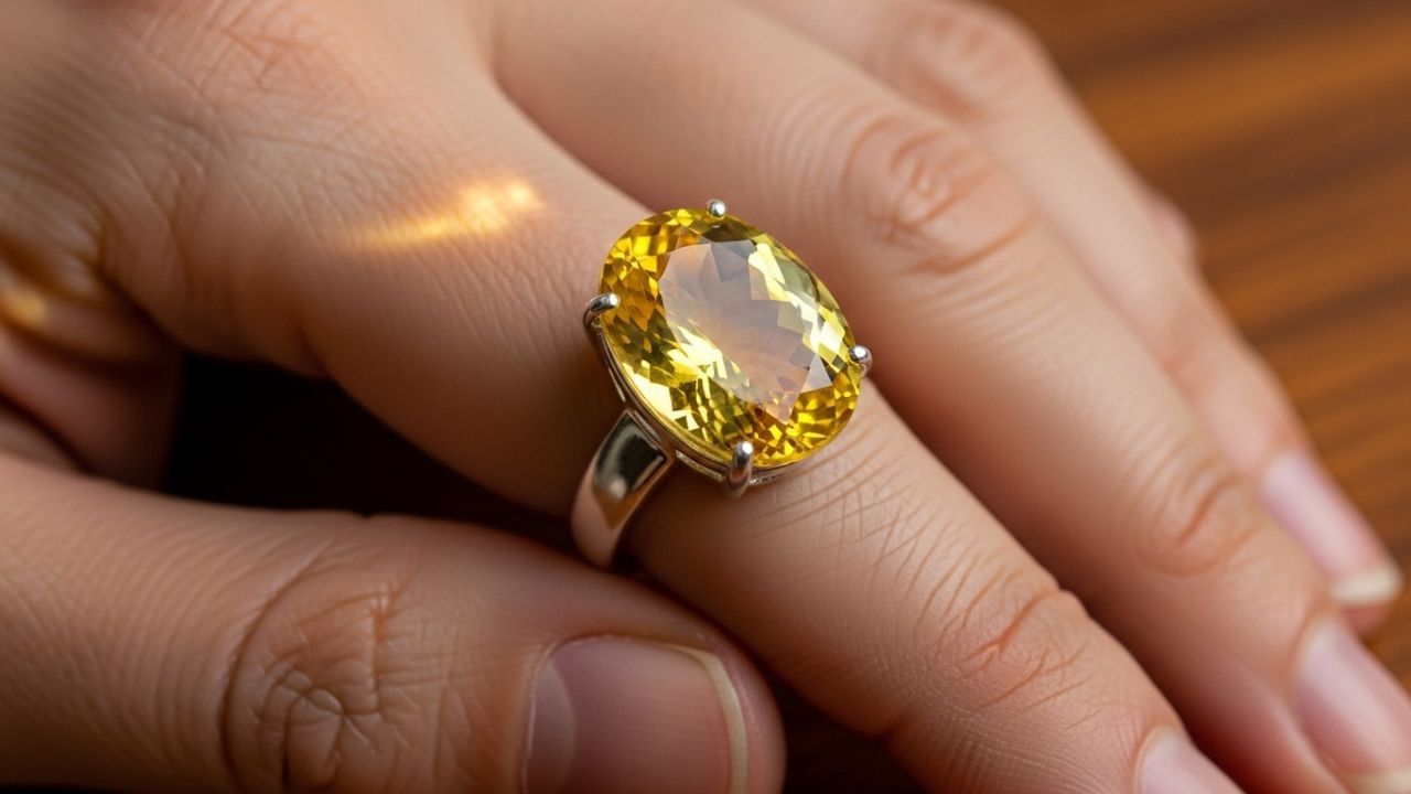 પોખરાજ રત્નને સોનાની વીંટીમાં જ જડિત કરવું શ્રેષ્ઠ માનવામાં આવે છે. જ્યોતિષશાસ્ત્ર મુજબ, તેને તર્જની આંગળી પર ધારણ કરવાથી સૌથી સારા પરિણામો પ્રાપ્ત થાય છે. પરંતુ, આ રત્ન પહેરતા પહેલા તમારી કુંડળીનું વિશ્લેષણ કોઈ અનુભવી જ્યોતિષી પાસેથી કરાવવું અત્યંત જરૂરી છે, જેથી યોગ્ય માર્ગદર્શન મળી શકે. એકવાર પોખરાજ પહેર્યા પછી તેને વારંવાર ઉતારવું ટાળવું જોઈએ, કારણ કે એવું કરવાથી તેની ઊર્જા અને પ્રભાવ ધીમે ધીમે ઓછા થઈ શકે છે. ( Credits: AI Generated )