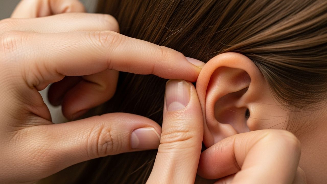 જો તમે અનિદ્રાથી પરેશાન હો, તો કાનની પાછળના ભાગ પર હળવું દબાણ કરવું એક અસરકારક રીત બની શકે છે. કાનના લોબની પાછળની જગ્યા પર આશરે 10 થી 20 વાર હળવો પ્રેશર આપો,  આ ક્રિયા મનને શાંત કરે છે અને ઊંઘ આવવામાં મદદરૂપ બને છે. ખાસ કરીને જો માથાના દુખાવાના કારણે તમને ઊંઘવામાં મુશ્કેલી થઈ રહી હોય, તો આ ઉપાય અજમાવવો લાભદાયક સાબિત થઈ શકે છે.  ( Credits: AI Generated )