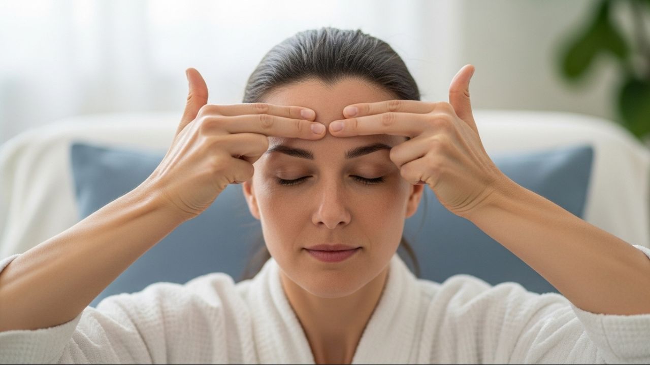 ઉચ્ચ ગુણવત્તાની ઊંઘ માટે તમે એક સરળ ઉપાય અજમાવી શકો છો, તમારી આંગળી અથવા અંગૂઠાની મદદથી ભ્રૂમધ્ય (ભમર વચ્ચેનો ભાગ) અને માથાના મધ્ય ભાગ પર હળવું દબાણ આપો. આ રીત મનને શાંત કરે છે અને ઊંઘની ગુણવત્તામાં સુધારો લાવવામાં મદદરૂપ થાય છે. ખાસ કરીને તણાવ અથવા ઉંચા રક્તદાબના કારણે ઊંઘ ન આવતી હોય, તો આ ઉપાય ખૂબ ફાયદાકારક સાબિત થઈ શકે છે.  ( Credits: AI Generated )