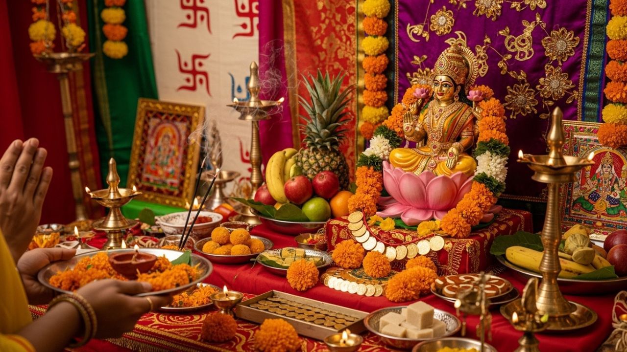 ધન પ્રાપ્ત કરવા માટે દેવી લક્ષ્મીની ઉપાસના સૌથી અસરકારક માર્ગોમાંથી એક માનવામાં આવે છે. જો તમે ઈચ્છો છો કે માતા લક્ષ્મીની કૃપા સતત તમારા જીવનમાં બની રહે, તો વાસ્તુના કેટલાક નિયમોનું પાલન કરવું જરૂરી છે. ખાસ કરીને, ઘરના મુખ્ય પ્રવેશદ્વારને સ્વચ્છ, પ્રકાશિત અને સુગંધિત રાખવું ખૂબ જ મહત્વપૂર્ણ છે, કારણ કે માન્યતા મુજબ દેવી લક્ષ્મી સ્વચ્છ અને શુદ્ધ સ્થાનોમાં પ્રવેશ કરે છે. ( Credits: AI Generated )