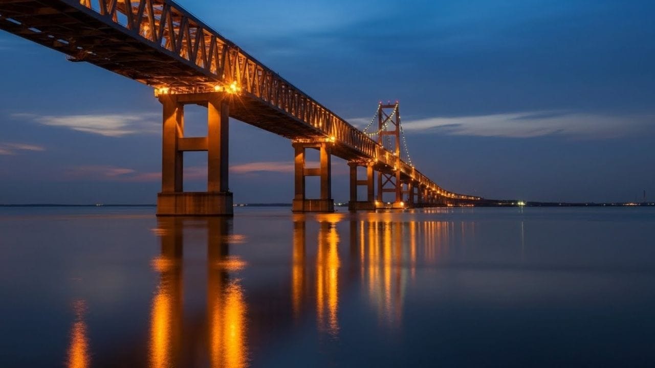 આ પુલનો નીચેનો ભાગ રેલવે ટ્રેક ધરાવે છે, જ્યારે ઉપરનો ભાગ રસ્તો ધરાવે છે. આ પુલ કોપર-કોટેડ સ્ટીલનો ઉપયોગ કરીને અનોખી રીતે બનાવવામાં આવ્યો છે, જ્યારે ઉપરનો ભાગ એલ્યુમિનિયમથી કોટેડ છે, જે બ્રહ્મપુત્ર નદીની ભેજવાળી હવાને કારણે તેને કાટ લાગતો અટકાવે છે.