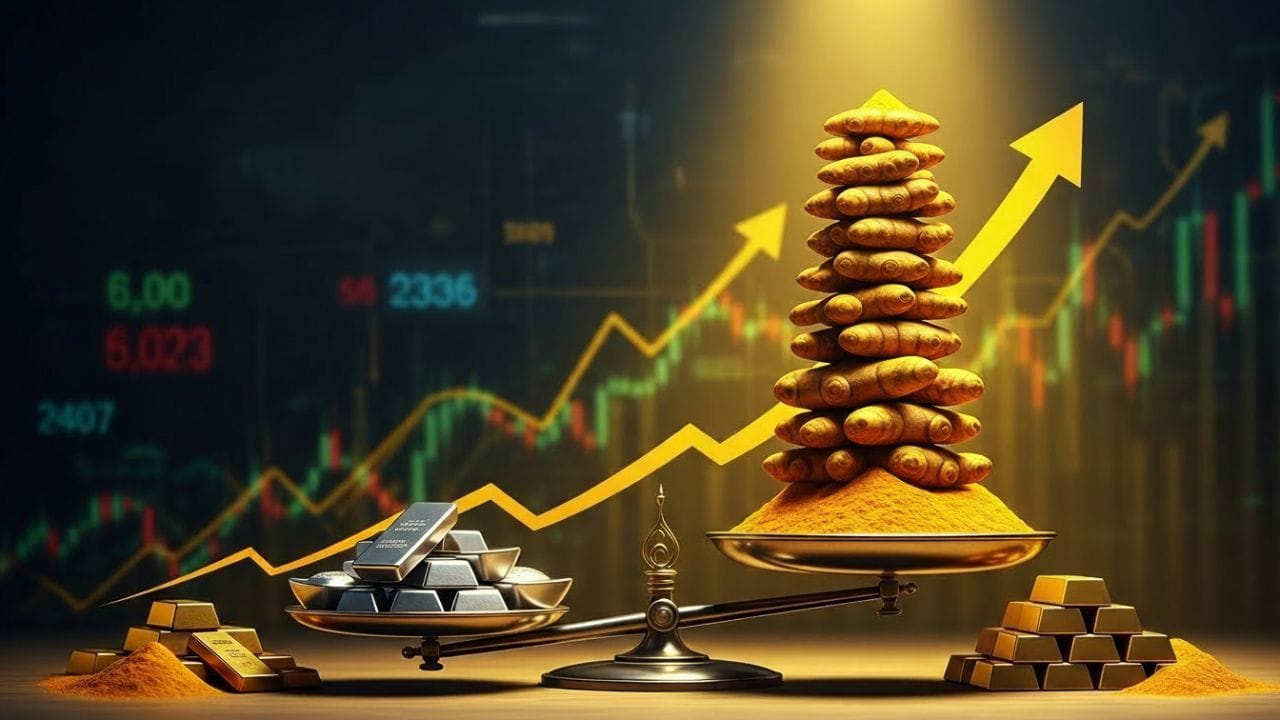 નેશનલ કોમોડિટી એન્ડ ડેરિવેટિવ્ઝ એક્સચેન્જ લિમિટેડ (NCDEX) પર હળદરનો ભાવ હાલમાં પ્રતિ ક્વિન્ટલ ₹16,200 ની આસપાસ છે. છેલ્લા મહિનામાં હળદરના ભાવમાં આશરે 13.5%, 3 મહિનામાં લગભગ 35% અને 1 વર્ષમાં 17% થી વધુનો વધારો થયો છે. આ વધારો ઘણી રીતે ચાંદીની તેજીની યાદ અપાવે છે, જ્યાં સપ્લાય અને ડિમાન્ડનું સંતુલન ખલેલ પામતા કિંમત આકાશને સ્પર્શવા લાગી હતી.