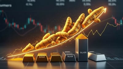 સોના અને ચાંદીની જેમ હળદર પણ ધીમે ધીમે સામાન્ય માણસની પહોંચની બહાર થઈ રહી છે. છેલ્લા કેટલાક મહિનામાં સોના અને ચાંદીના ભાવમાં તીવ્ર વધારો જોવા મળ્યો છે, જ્યારે હળદરના ભાવ પણ તે જ ગતિએ વધી રહ્યા છે. પરિસ્થિતિ એવી છે કે, એક સમયે "મસાલાઓની રાણી" તરીકે ઓળખાતી હળદર હવે રોકાણની ચીજવસ્તુ બની રહી છે.