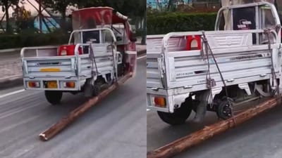 Viral Video : જુગાડનો કોઈ જવાબ નહીં ! ટાયર પંચર થયું, તો આ રીતે ચલાવી ગાડી, લોકોએ કહ્યું-હેવી ડ્રાઈવર