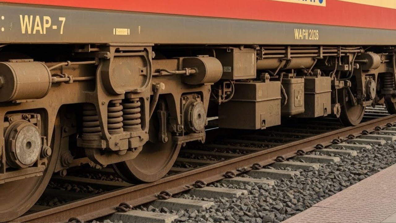 ધ્યાનમાં રાખવું જોઈએ કે ટ્રેનના વ્હીલનું વજન તેનો પ્રકાર અને તેની ઉપયોગિતા પર આધારિત હોય છે. સ્ટીલ ઓથોરિટી ઓફ ઈન્ડિયા લિમિટેડના આંકડા મુજબ, LHB કોચમાં લગાતા વ્હીલ્સનું વજન આશરે 326 કિલોગ્રામ હોય છે, જ્યારે ઇલેક્ટ્રિક લોકોમોટિવમાં ઉપયોગમાં લેવાતા વ્હીલ્સનું વજન લગભગ 554 કીલોગ્રામ સુધી પહોંચી શકે છે. ( Credits: AI Generated )