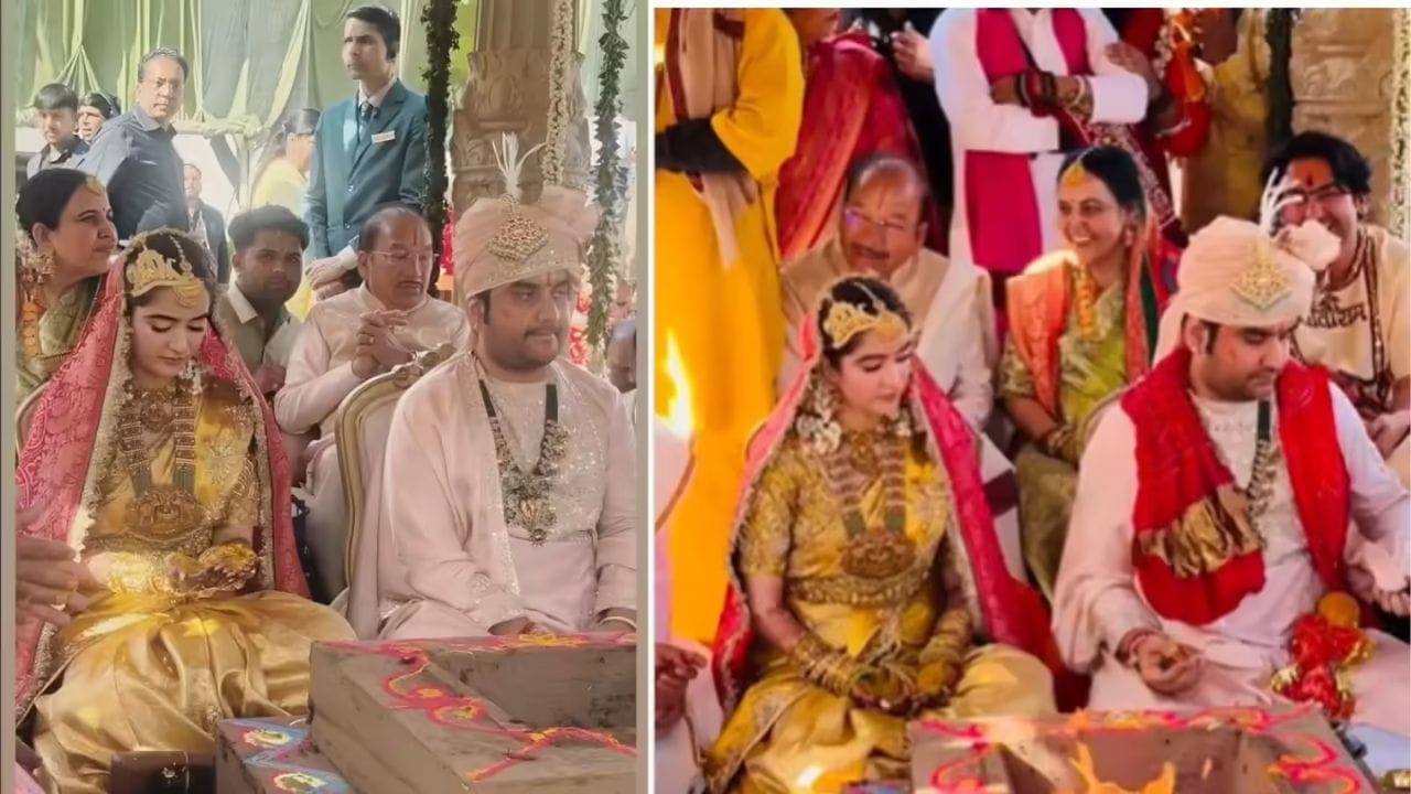 લગ્ન મંડપ તિરુપતિ બાલાજી મંદિરની તર્જ પર બનાવવામાં આવ્યો હતો. ધીરેન્દ્ર શાસ્ત્રી વરરાજાની પાછળ બેઠા હતા. અગ્નિની પરિક્રમા દરમિયાન, દેવી ચિત્રલેકા અને ભાગવત પ્રભુ સહિત અનેક સંતો, ઋષિઓ અને સેલિબ્રિટીઓ પણ હાજર હતા.શુક્રવારે સવારે લગભગ 11:15 વાગ્યે ઈન્દ્રેશ ઉપાધ્યાય મંડપમાં પહોંચ્યા અને હાજર રહેલા બધા પૂજારીઓ પાસેથી આશીર્વાદ મેળવ્યા.