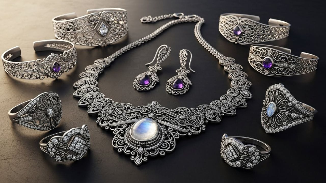 ઘણા લોકો ચાંદીના આભૂષણો પહેરતા જોવા મળે છે. જ્યોતિષ મુજબ ચાંદીનું ધાતુ અત્યંત શુભ માનવામાં આવે છે. તેથી, જો તમે જ્યોતિષીય નિયમોને ધ્યાનમાં રાખીને ચાંદી ધારણ કરો, તો તે તમારા જીવનમાં અનેક સકારાત્મક પરિણામો લાવી શકે છે. આવો, ચાંદી ધારણ કરવાના આવા લાભોને નજીકથી જાણીએ. ( Credits: AI Generated )