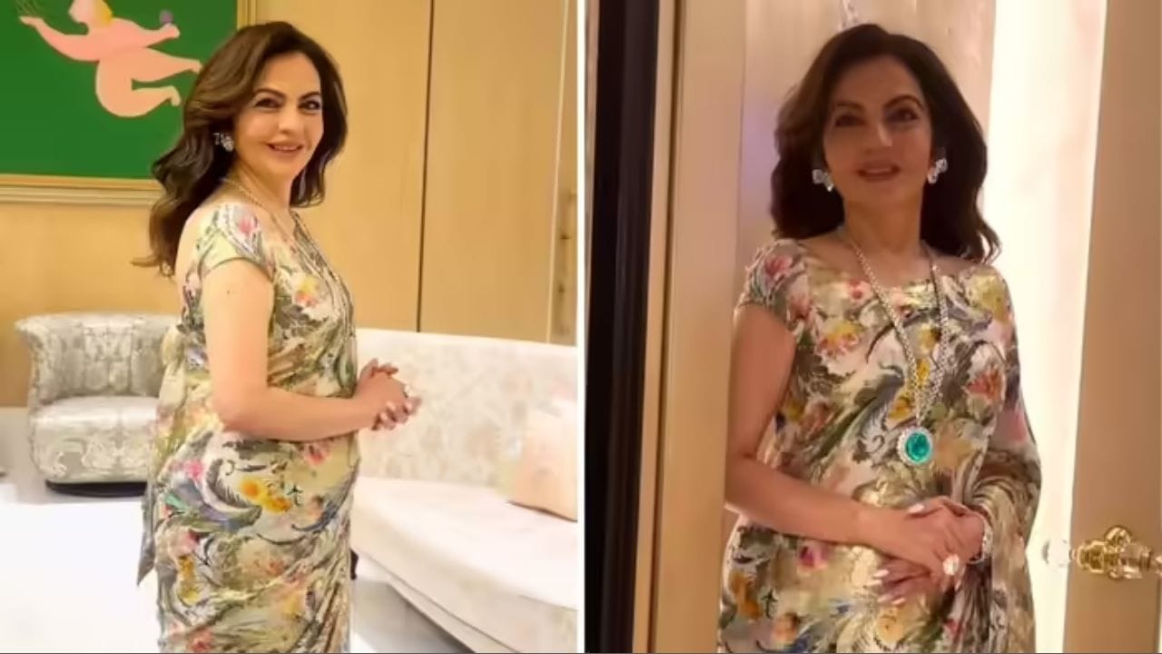 નીતા અંબાણીએ તેમના સમધનની બર્થ ડે પાર્ટીમાં લોકોનું ધ્યાન ખેંચ્યું હતુ. આ દરમિયાન તેમણે પ્રીન્ટેડ સાડી પહેરી હતી. તેના ઉપર ખુબ જ કિમતી પેરાઇબા ટૂરમાલાઇન રત્ન અને હાથમાં મોતી કટ ડાયમંડની વીટી પહેરી હતી. 