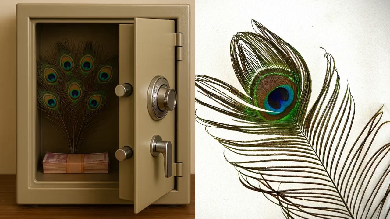 તિજોરીમાં: તમારી તિજોરીમાં અથવા તમે જ્યાં પણ પૈસા રાખો છો ત્યાં લાલ કપડામાં 5 મોર પીંછા બાંધો. ભગવાન કુબેર મોરના પીંછા તરફ આકર્ષાય છે અને સંપત્તિનું રક્ષણ કરે છે. આ વિધિ બિનજરૂરી ખર્ચ અટકાવે છે અને આવકમાં વધારો કરે છે. દર શુક્રવારે મોરના પીંછાને હળવા હાથે સાફ કરો. આ ઘરને ધનથી ભરી દે છે.