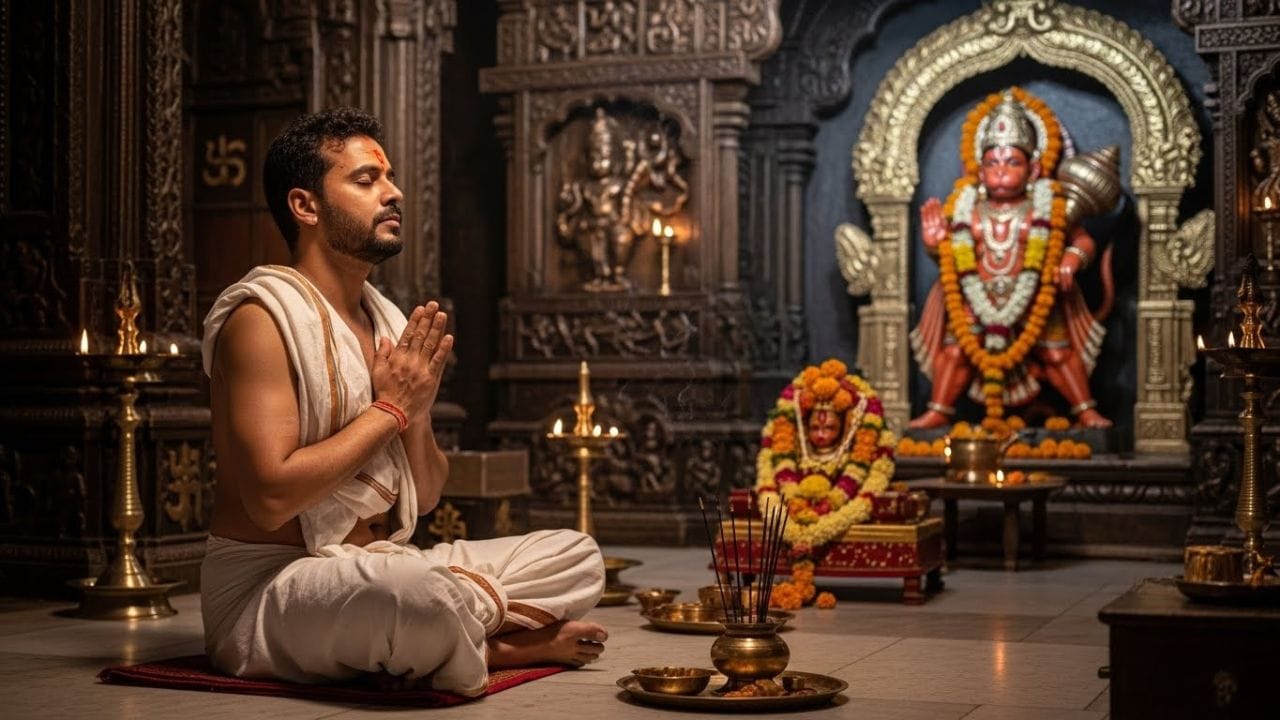 જો તમને એવું લાગે કે વાસ્તુ સંબંધિત ખામીઓ તમારા કામમાં અડચણ ઊભી કરી રહી છે, તો “ઓમ હં હનુમતે નમઃ” મંત્રનો જાપ કરવો શુભ માનવામાં આવે છે. માન્યતા અનુસાર, આ મંત્ર નકારાત્મક ઊર્જા તથા વિવિધ અવરોધોથી સુરક્ષા આપે છે. તે ઘર અને પરિવારના વાતાવરણમાં સકારાત્મકતા જાળવી રાખવામાં મદદરૂપ બને છે તેમજ વાસ્તુ દોષોથી ઊભી થતી મુશ્કેલીઓમાં ઘટાડો કરે છે. તેથી, આ મંત્રનો નિયમિત જાપ કરવો લાભકારી ગણાય છે. ( Credits: AI Generated )