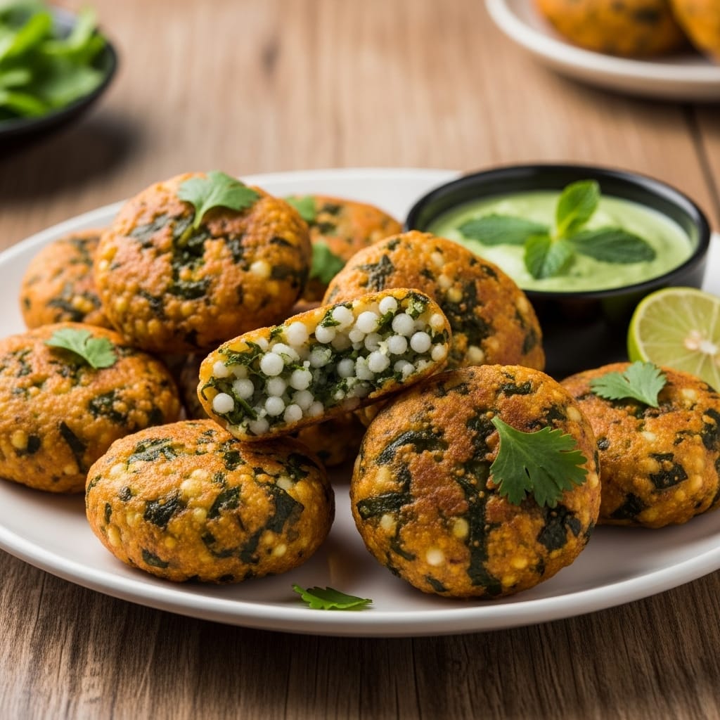 બધી સામગ્રીને સારી રીતે મિક્સ કરો અને નરમ મિશ્રણ તૈયાર કરો. તમારા હાથમાં થોડું તેલ લગાવો અને આ મિશ્રણમાંથી નાના વડા બનાવો. કડાઈમાં તેલ ગરમ કરો, વડાને મધ્યમ તાપ પર સોનેરી અને ક્રિસ્પી થાય ત્યાં સુધી તળો અને ધ્યાન રાખો કે વડા ચોંટી ન જાય, નહીં તો તે તૂટી જશે. ગરમા ગરમ પાલક સાબુદાણા વડાને લીલી ચટણી અથવા દહીં સાથે પીરસો. આ નાસ્તો તમને ફક્ત પેટ ભરશે જ નહીં પણ દિવસભર ઉર્જા પણ આપશે. (Image credit: AI)