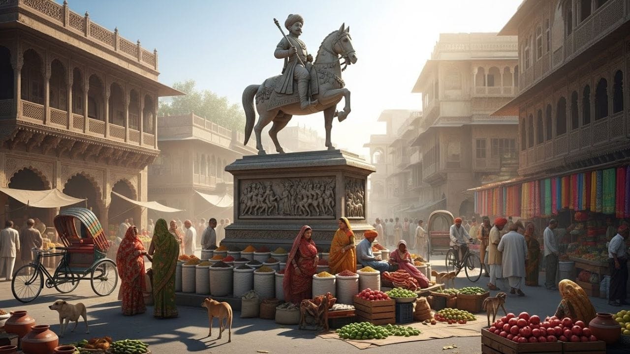 હવામાં ઘોડાનો એક પગ ઉંચો હોય તેનો અર્થ: જો કોઈ ચોકડી પર ફક્ત એક પગ ધરાવતો ઘોડાનો પૂતળું સ્થાપિત કરવામાં આવે તો તેનો અર્થ એ થાય કે યોદ્ધા અથવા સેનાપતિ યુદ્ધમાં થયેલી ઇજાઓ અથવા યુદ્ધ સંબંધિત ઇજાઓને કારણે મૃત્યુ પામ્યા. આ આકાર સૂચવે છે કે યોદ્ધા બહાદુરીથી લડ્યા પરંતુ અંતે તેમની ઇજાઓને કારણે મૃત્યુ પામ્યા હતા.
