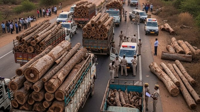 ચોટીલામાં કરોડોની લાકડાની હેરાફેરીનો ભંડાફોડ, 15 ટ્રક જપ્ત