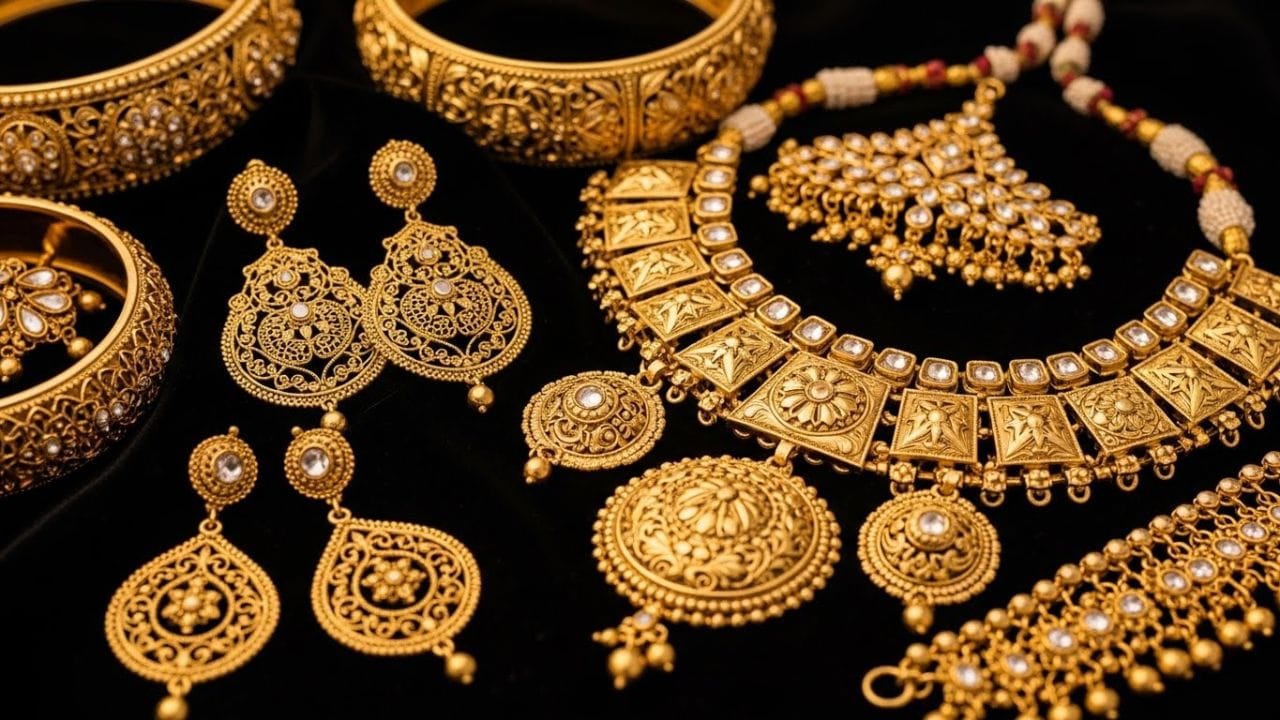 જ્યોતિષીય માન્યતાઓ પ્રમાણે મેષ, કર્ક, સિંહ, ધનુ અને મીન રાશિના જાતકો માટે સોનું ધારણ કરવું ખાસ અનુકૂળ માનવામાં આવે છે, કારણ કે આ રાશિઓ પર સૂર્ય અને ગુરુનો અસરકારક પ્રભાવ જોવા મળે છે. આ રાશિના લોકો સોનું પહેરે તો તેમને સકારાત્મક પરિણામો પ્રાપ્ત થાય છે. ઉપરાંત, જેમની જન્મકુંડળીમાં સૂર્ય અને ગુરુ મજબૂત સ્થિતિમાં હોય, તેમણે સોનું પહેરવાથી વધુ લાભ મળે છે. ( Credits: AI Generated )