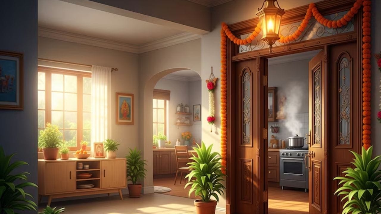 કેટલાક સમયે પરિસ્થિતિ એવી બને છે કે ગૃહપ્રવેશ શક્ય નથી. શાસ્ત્રોમાં તેના ઉપાય પણ જણાવ્યા છે. ઘરમાં ગંગાજળ અથવા શુદ્ધ પાણી છાંટવું. મુખ્ય દરવાજા પર સ્વસ્તિક અથવા ઓમનું ચિહ્ન બનાવવું. દીવો પ્રગટાવીને ઈશ્વર પાસે દિલથી ક્ષમા માંગવી. પછી કોઈ શુભ દિવસે નાની પૂજા, નવગ્રહ શાંતિ અથવા વાસ્તુ શાંતિ કરાવી શકાય છે. પ્રથમ રસોઈ કરવી પણ જરૂરી માનવામાં આવે છે.(Image Credit-AI)