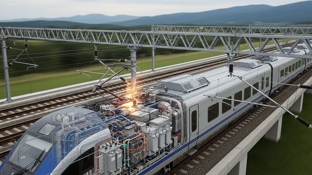 આનાથી ટ્રેનોની ગતિમાં વધારો થયો છે, પરંતુ ડીઝલ પરની નિર્ભરતા ઘટાડીને પર્યાવરણને પણ નોંધપાત્ર ફાયદો થયો છે. ઇલેક્ટ્રિક ટ્રેનો પાટા ઉપર ઓવરહેડ વાયર દ્વારા સંચાલિત થાય છે. આ વાયરો આશરે 25,000 વોલ્ટ (25 kV) AC કરંટ વહન કરે છે.