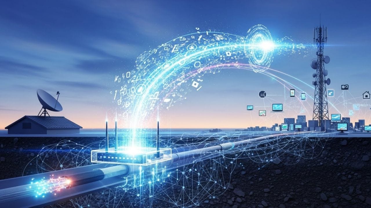 જ્યારે તમે બીજા દેશમાં હોસ્ટ કરેલી વેબસાઇટની મુલાકાત લો છો, ત્યારે તમારો ડેટા સમુદ્રના તળિયા પર બિછાવેલા સબમરીન ફાઇબર ઓપ્ટિક કેબલ દ્વારા પ્રવાસ કરે છે. આ જ કેબલનો ઉપયોગ વિડિઓ, ઇમેઇલ અને ક્લાઉડ સેવાઓ સહિત આંતરરાષ્ટ્રીય ડેટા ટ્રાન્સફર કરવા માટે થાય છે. (Image Credit: Ai)