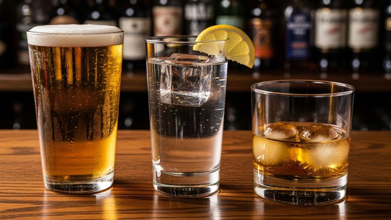 કયામાં વધુ દારૂ છે? વ્હિસ્કી અને વોડકા બંને 'હાર્ડ લિકર' ની શ્રેણીમાં આવે છે અને તેમાં બીયર કરતાં લગભગ 5 થી 10 ગણો વધુ આલ્કોહોલ હોય છે.